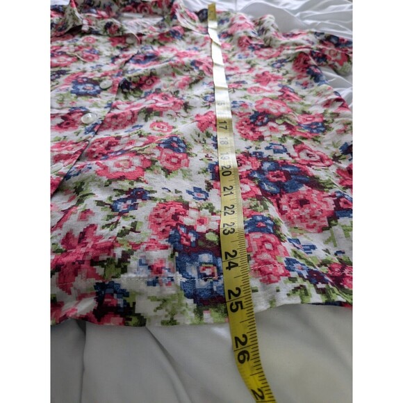 Classics Jantzen Top Womens L Vintage Floral Multi Short Sleeve Button Up Shirt - Picture 10 of 10
